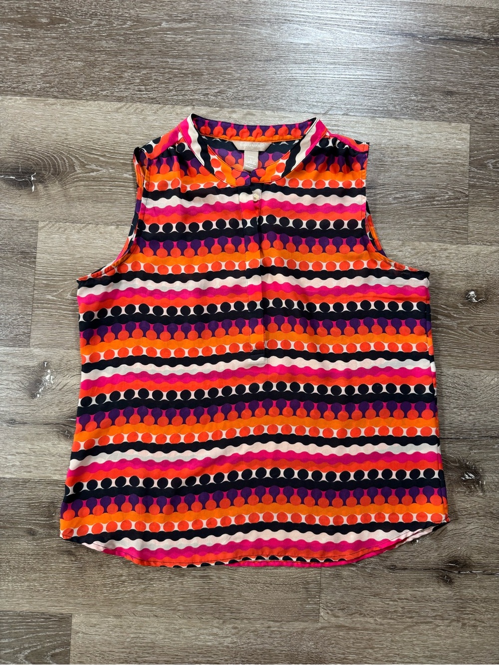Banana Republic Sleeveless Dot-Stripe Camisole in Pink, Orange & Black(192)